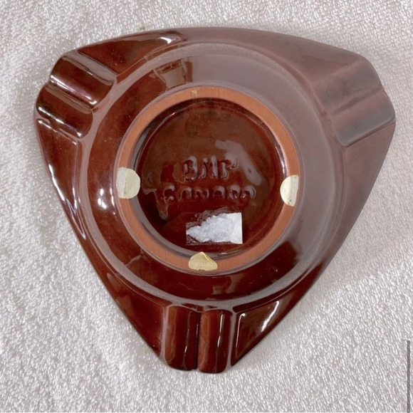 Vintage MCM Blue Mountain Pottery Canada Brown Yellow Ceramic Ashtray - Picture 9 of 14
